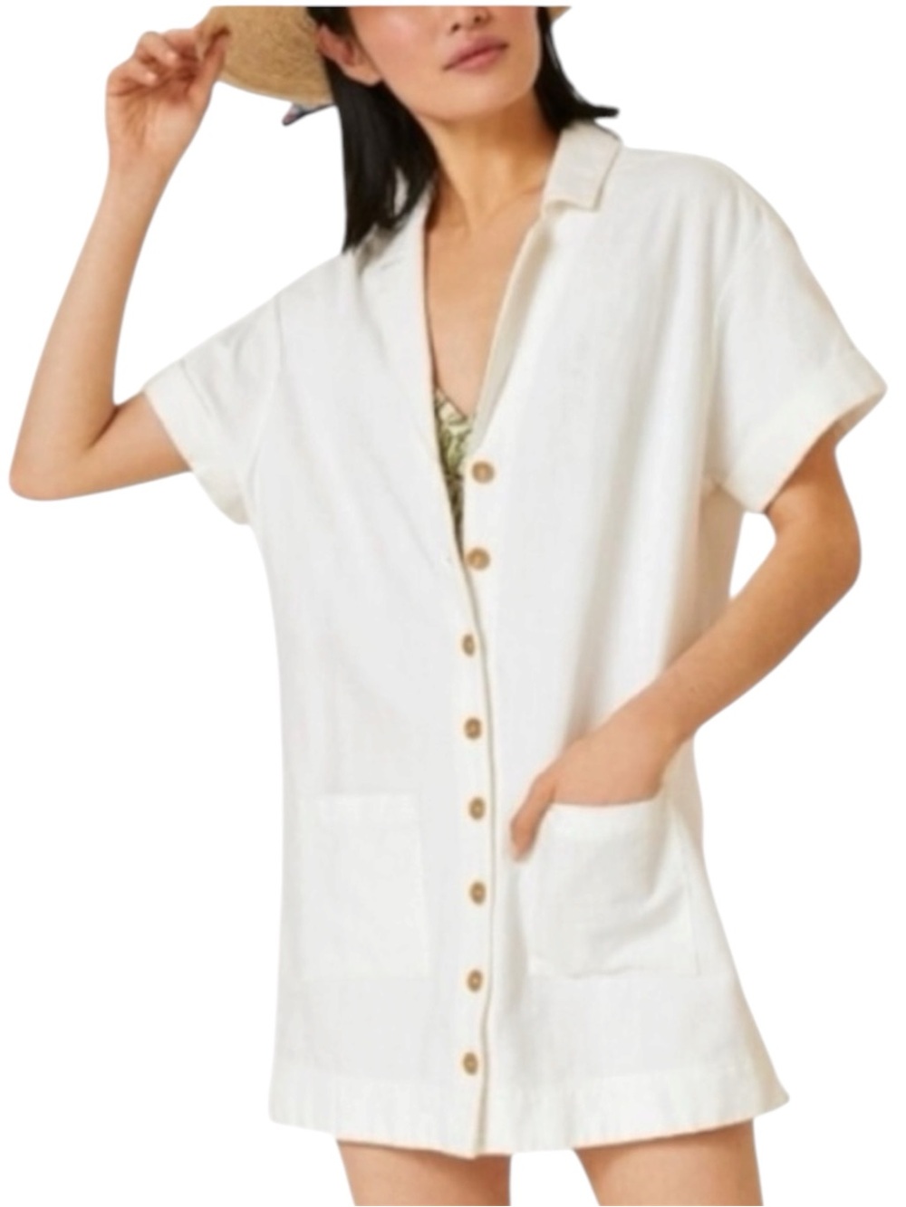 Pilcro White Button-Front Mini Dress